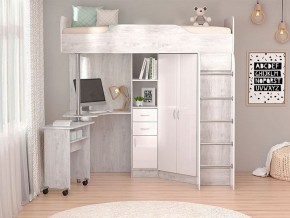 Детская Бриз 1 бетон светлый/белый глянец в Сатке - satka.mebel74.com | фото