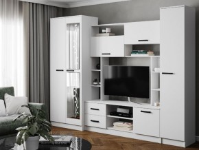 Гостиная Соло фасад Белый с тиснением в Сатке - satka.mebel74.com | фото