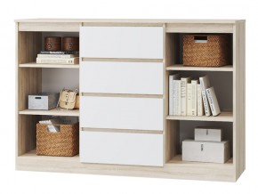 Комод 2 двери 4 ящика Лори дуб сонома, белый в Сатке - satka.mebel74.com | фото 2