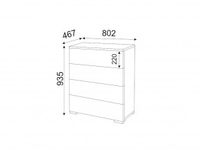 Комод 4 ящика Осло М05 ручка брусок Белый-Цемент светлый в Сатке - satka.mebel74.com | фото 2