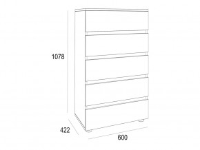 Комод Лотос 600 с 5-ю ящиками Бетон серый в Сатке - satka.mebel74.com | фото 2