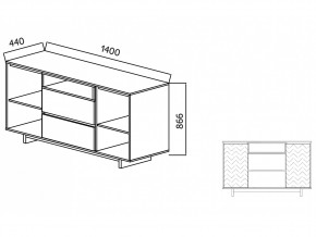 Комодино Moderno-1400 Ф1 в Сатке - satka.mebel74.com | фото 2