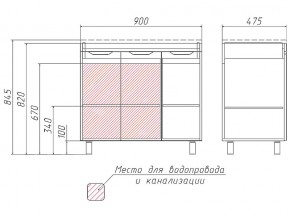 Комплект мебели для ванной 3D 90 в Сатке - satka.mebel74.com | фото 4