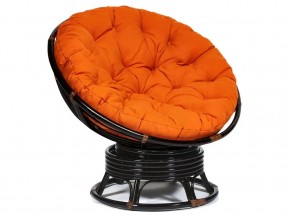 Кресло-качалка Papasan w 23/01 B с подушкой Antique brown, ткань Оранжевый в Сатке - satka.mebel74.com | фото