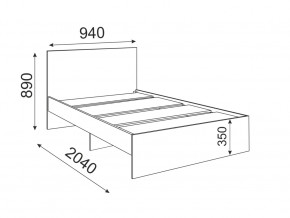 Кровать 900 Осло модуль М11 с настилом Лайт Цемент светлый в Сатке - satka.mebel74.com | фото 2