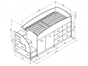 Кровать чердак Дюймовочка 4 Голубой в Сатке - satka.mebel74.com | фото 2