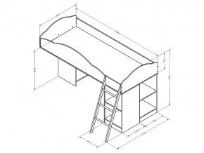 Кровать чердак Дюймовочка 5.1 Голубой в Сатке - satka.mebel74.com | фото 2