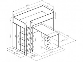 Кровать чердак Теремок 3 Дуб молочный-Голубой в Сатке - satka.mebel74.com | фото 2