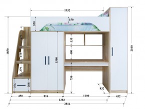 Кровать чердак Тея с пеналом винтерберг-лазурь в Сатке - satka.mebel74.com | фото 2