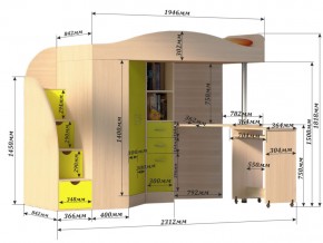 Кровать чердак Юниор 4 Белое дерево в Сатке - satka.mebel74.com | фото 3