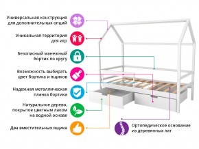 Кровать-домик Svogen с фото с ящиками и бортиком бежевый/зверята в Сатке - satka.mebel74.com | фото 2