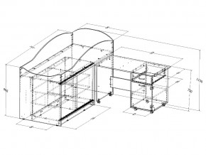 Кровать Дюймовочка 3 с лестницей Дельта 23.4 Голубой в Сатке - satka.mebel74.com | фото 2