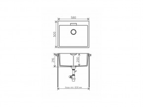 Мойка кварцевая Tolero Loft TL-580 Черный 911 в Сатке - satka.mebel74.com | фото 2