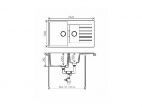 Мойка кварцевая Tolero Loft TL-860 Белый 923 в Сатке - satka.mebel74.com | фото 2