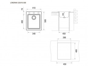 Мойка Longran Cube CUG 410.500 в Сатке - satka.mebel74.com | фото 2