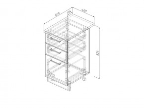 Н3Я 40 Модуль нижний Без Столешницы 3 ящика МН3Я 40 в Сатке - satka.mebel74.com | фото