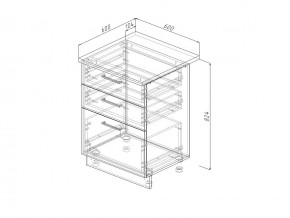 Н3Я 60 Модуль нижний Без Столешницы 3 ящика МН3Я 60 в Сатке - satka.mebel74.com | фото