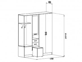 Прихожая Дуся УНИ 1.7 м, дуб бунратти/белый бриллиант в Сатке - satka.mebel74.com | фото 2