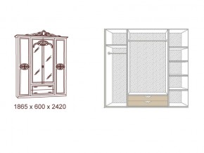 Шкаф 4-х дверный с зеркалами Ольга беж/золото матовый в Сатке - satka.mebel74.com | фото 2