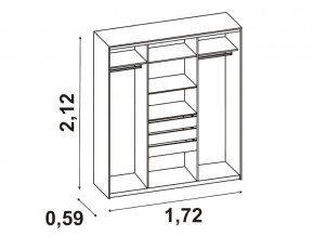 Шкаф-купе 012 трехдверный венге/дуб белфорт в Сатке - satka.mebel74.com | фото 2