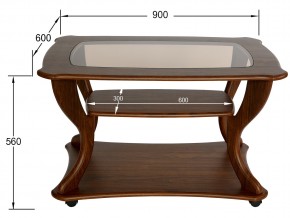 Стол журнальный Маэстро со стеклом СЖС-02 орех в Сатке - satka.mebel74.com | фото 2