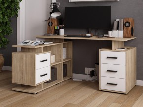 Стол компьютерный угловой СКМУ-3 дуб сонома/белый в Сатке - satka.mebel74.com | фото