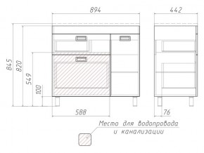 Тумба под умывальник Elen 90 Куб Cube с 2 верхними ящиками В2 в Сатке - satka.mebel74.com | фото 3