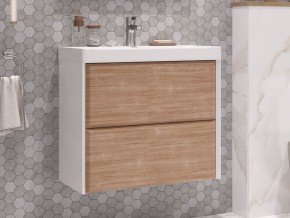 Тумба с раковиной Gesso 70 подвесная белый/дерево в Сатке - satka.mebel74.com | фото